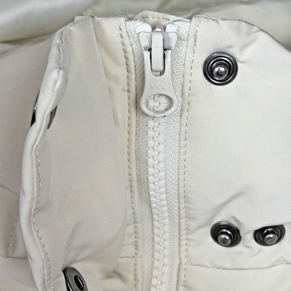 Brooks Brothers Jacket Womens Large Ivory Down Puffer Quilted Winter Hooded Coat - Picture 10 of 16